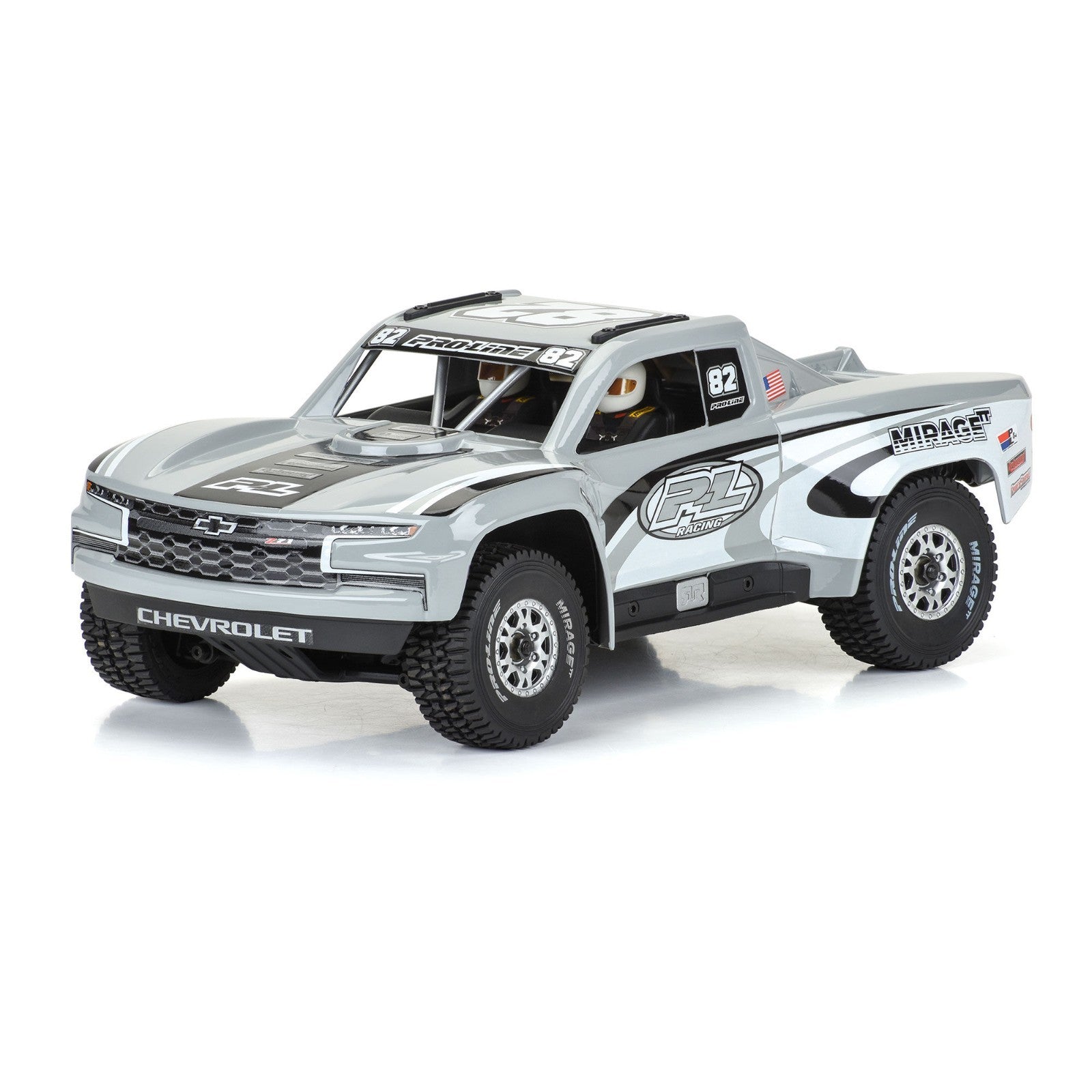 PRO367514 1/16 Scale PreCut 2019 Chevy Silverado Trophy Truck Gray Body : GROM