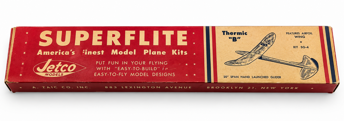 Vintage Jetco Superflite Thermic B SG-4 20" Balsa Glider Model Kit NOS