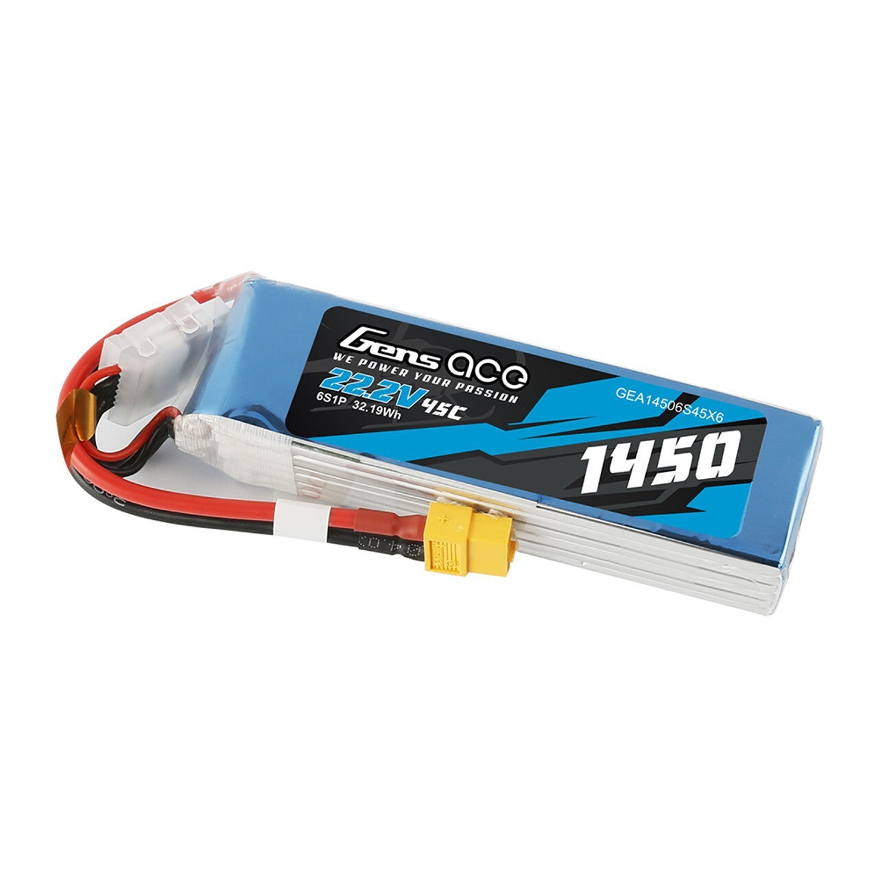 Gens Ace 6S LiPo RC Helicopter Battery 45C 22.2V 1450mAh GEA14506S45X6