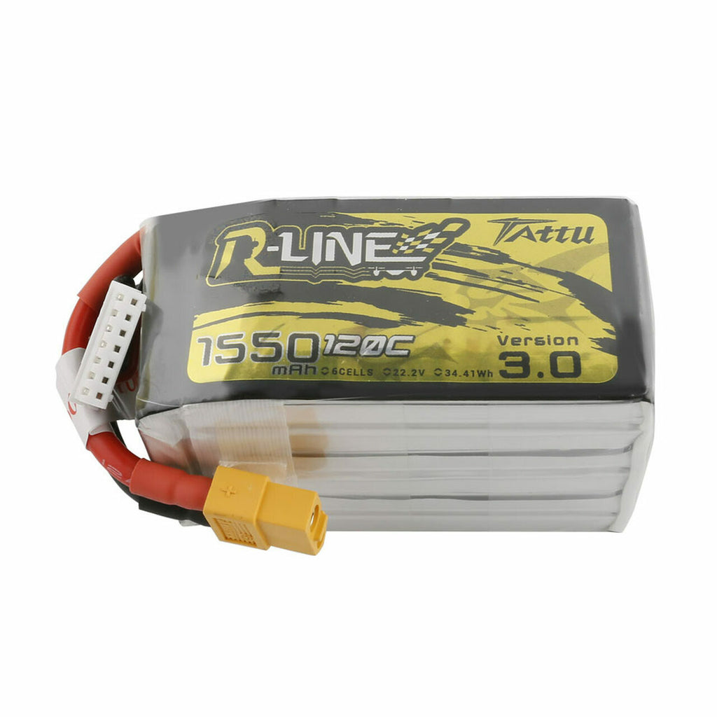 2x Tattu R-Line Version 3.0 1550mAh 22.2V 120C 6S Lipo Battery Pack w/ XT60 Plug