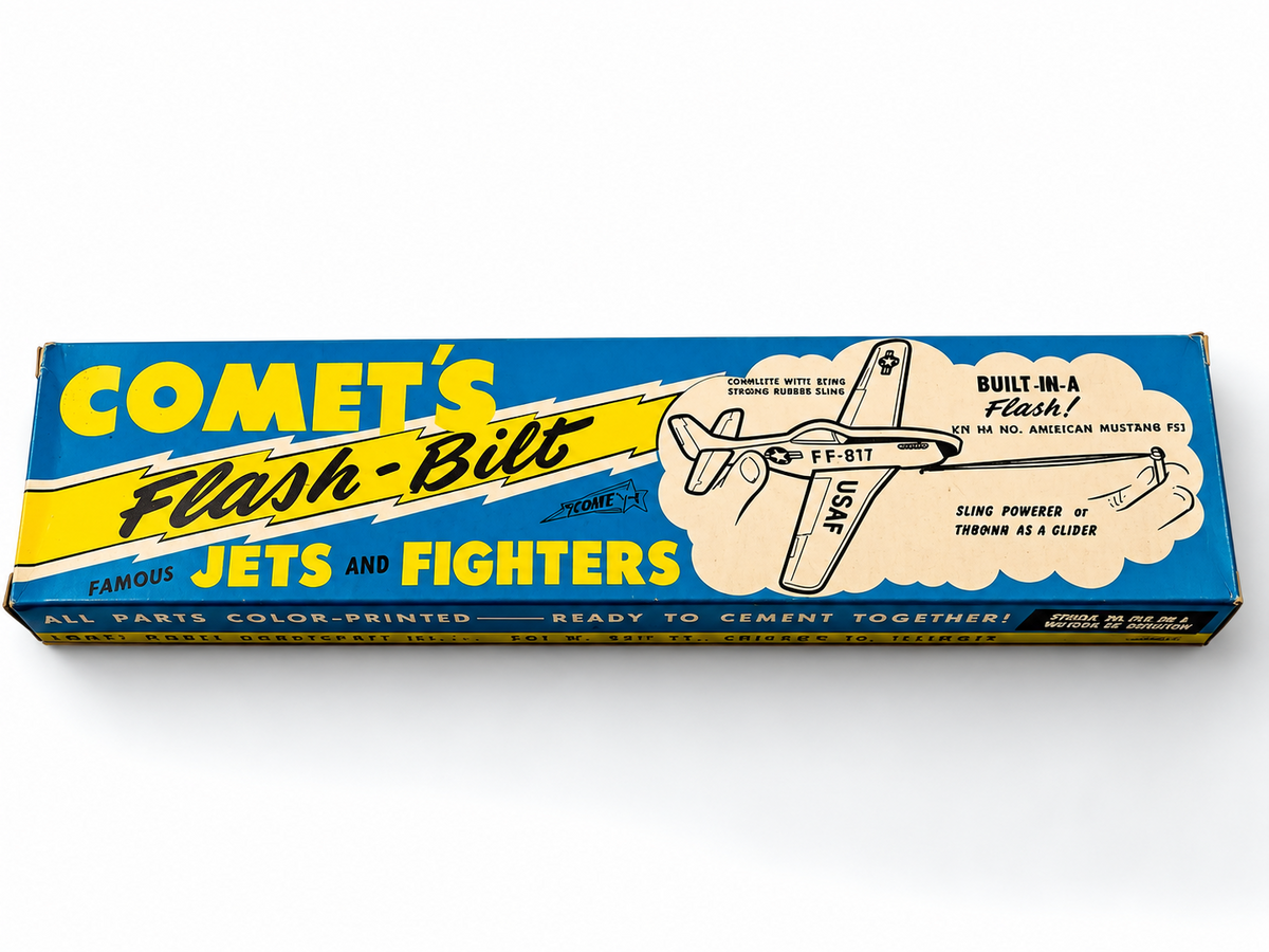 Vintage Comet Flash-Bilt F-51 Mustang H-4 Balsa Model Airplane Kit NOS