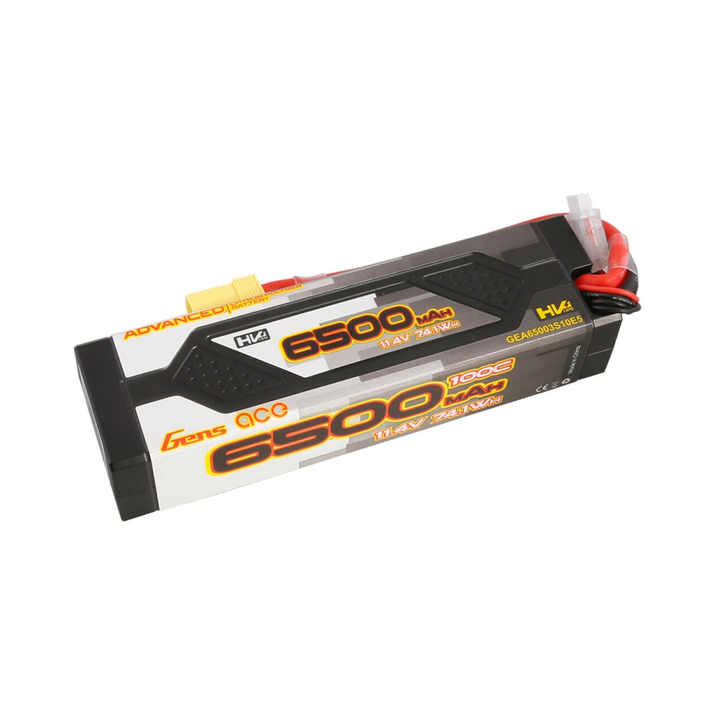 Gens Ace Advanced 6500mAh 11.4V 100C 3S HardCase Lipo Battery Pack EC5 : Arrma