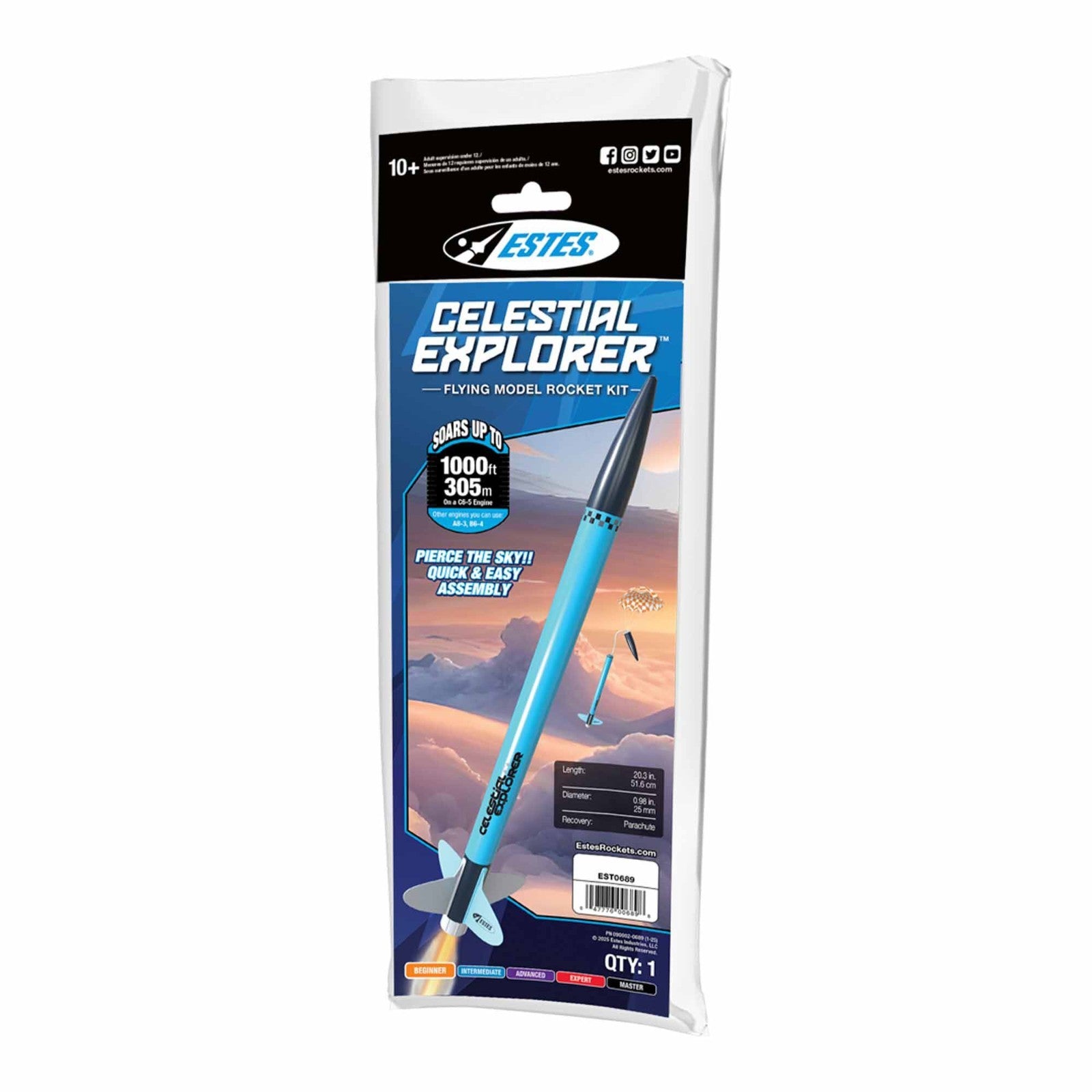 Estes EST0689 Celestial Explorer Model Rocket Kit Beginner Skill Level 0689