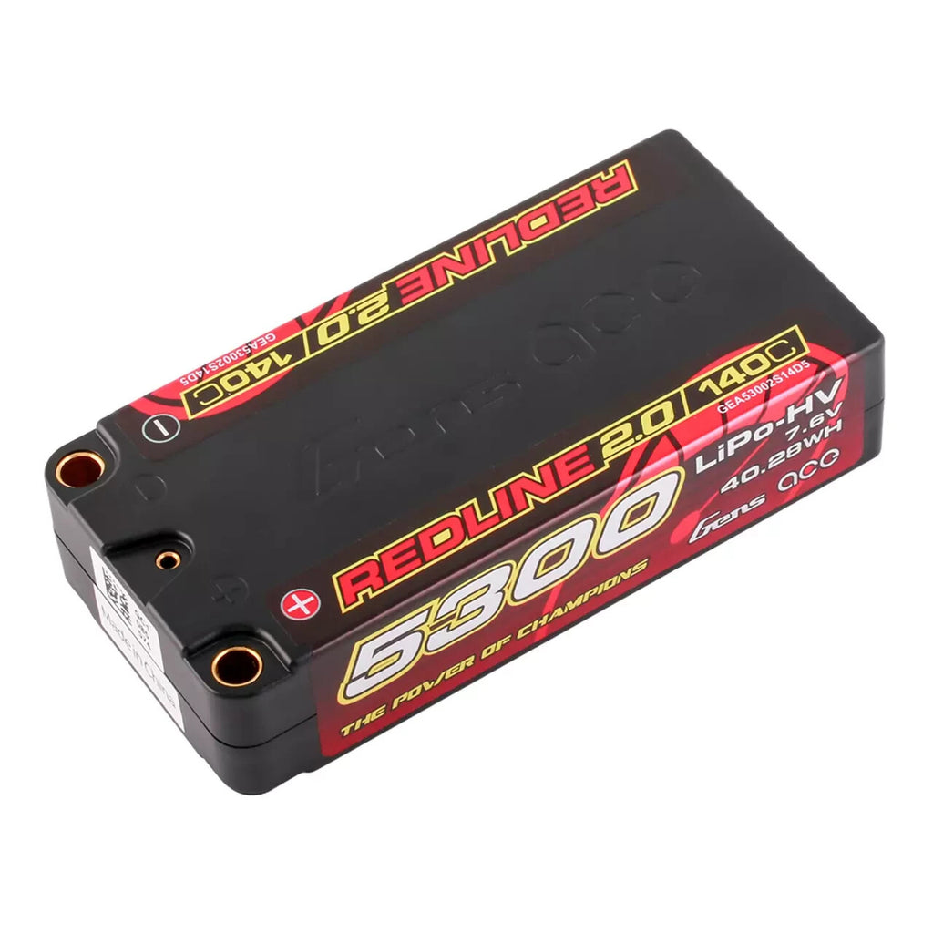 Gens Ace Redline 5300mAh 7.6V 140C 2S Lipo Battery HardCase HV Shorty For RC Car