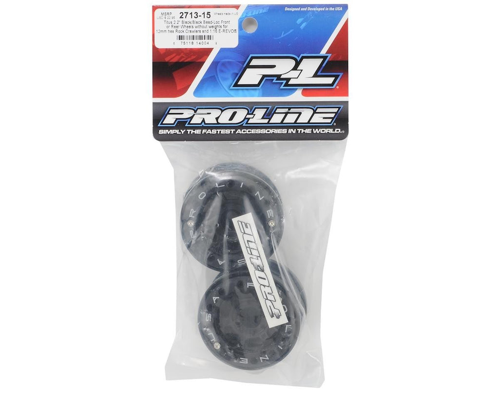 ProLine Titus 2.2" Bead-Loc Front/Rear Wheels (Black/Black) (2) 1/16 E-Revo