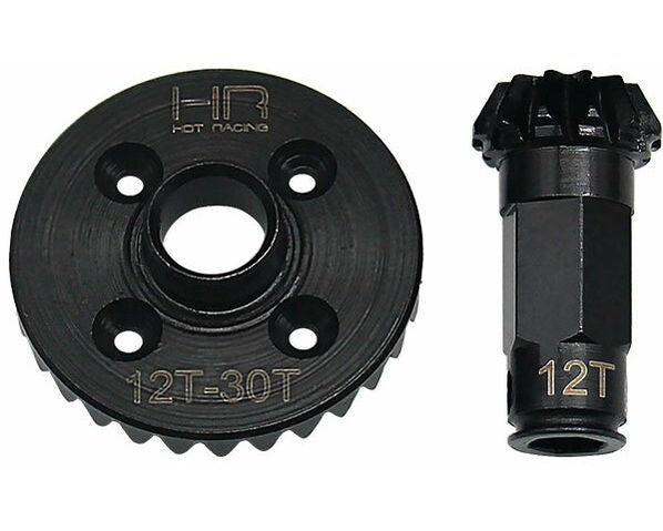 Hot Racing GRM9302R 30/12T Steel Helical Diff Ring/Pinion Rear Gear Set GROM