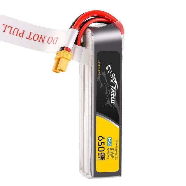 Tattu 650mAh 4S 15.2V 95C Lipo RC Drone Battery Long Pack with XT30 Plug