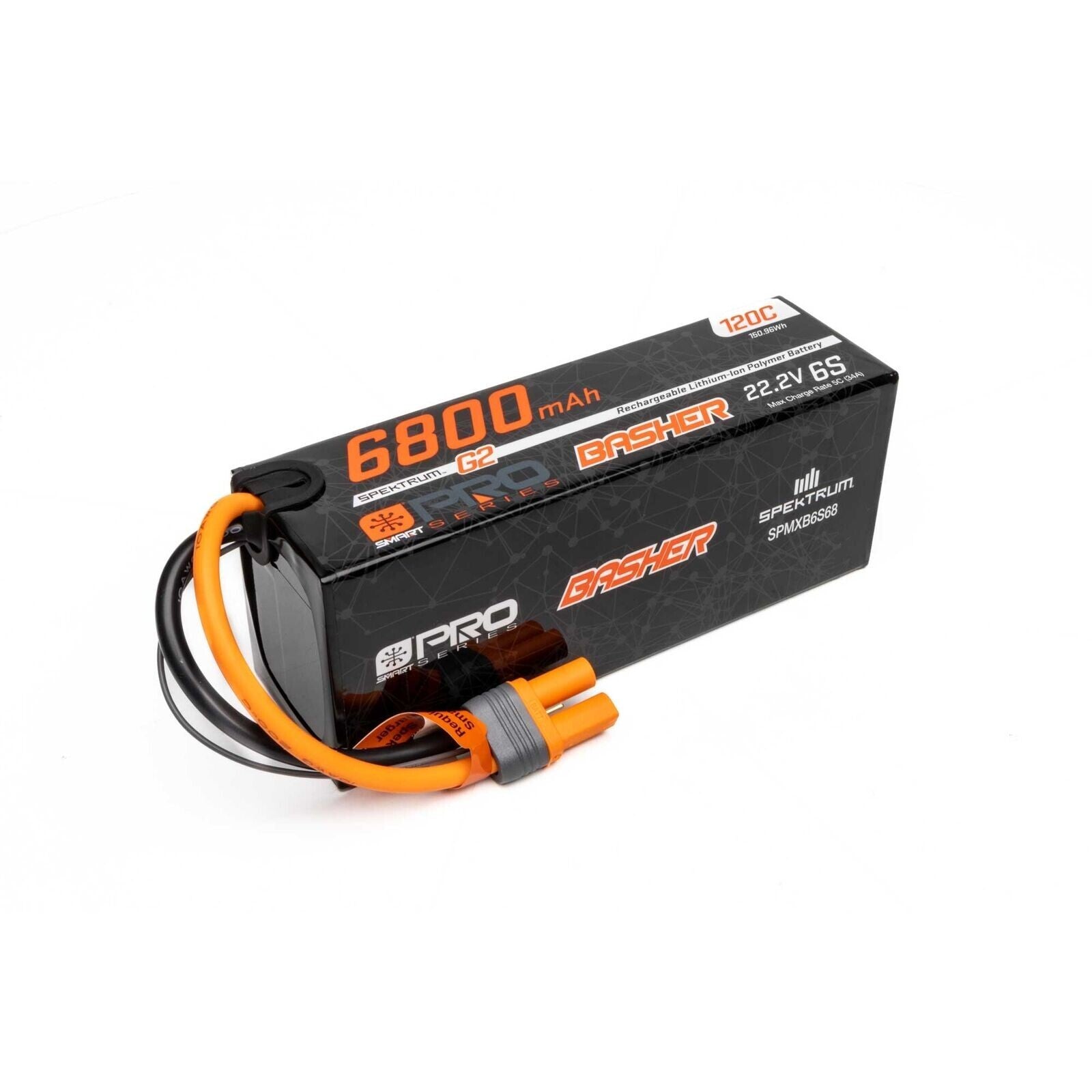 Spektrum 6800mAh 6S 22.2V Smart Pro Basher LiPo 120C - IC5 # SPMXB6S68