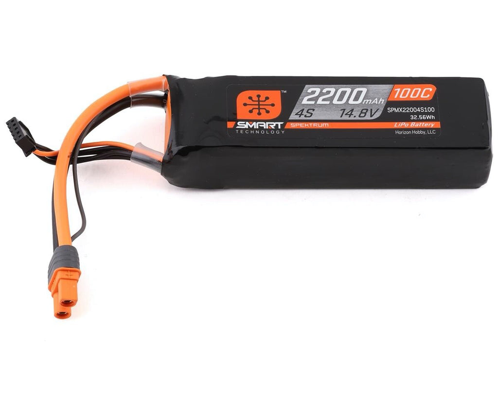 Spektrum RC 4S 14.8V 2200mah Smart 100C LiPo Battery IC3 Connector SPMX22004S100
