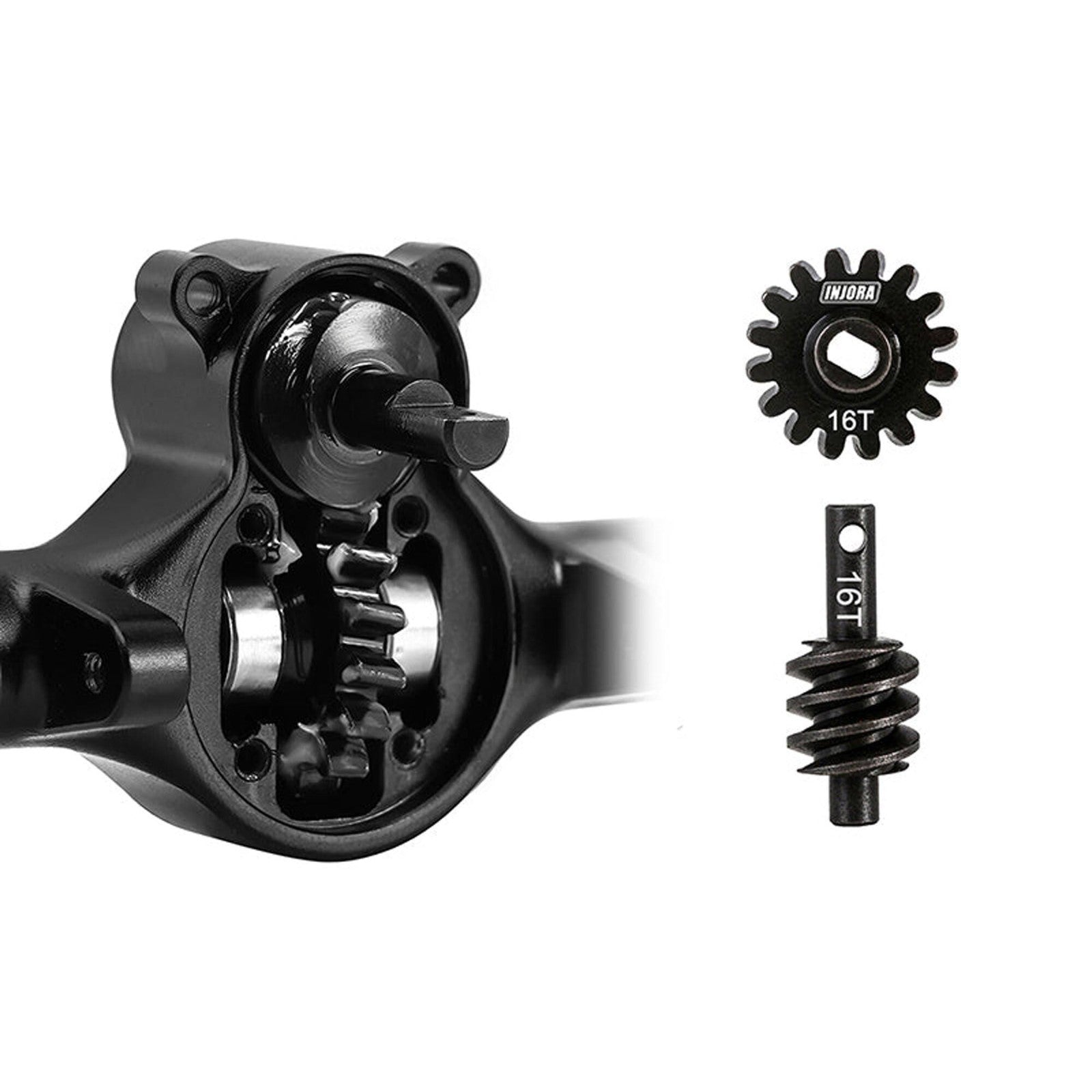 INJORA 4M-104BKFR +5mm Diamond Portal Axles Lay Down Servo TRX-4M Black