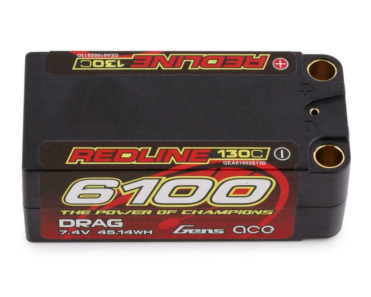 2x Gens Ace Redline Drag Racing 2s 7.4v 6100mAh 130C 500A Burst Hard Case Shorty