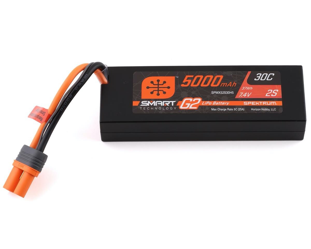 Spektrum RC 2S Smart LiPo 30C Hard Case Battery 7.4V 5000mA w/IC5 Connector