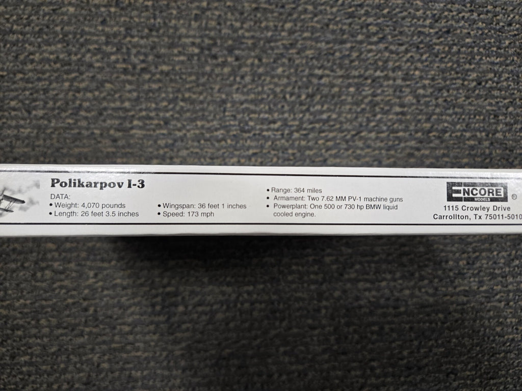 Encore Models Polikarpov I-3 -  1/72 / kit # 1014 Soviet Air Force / NEW