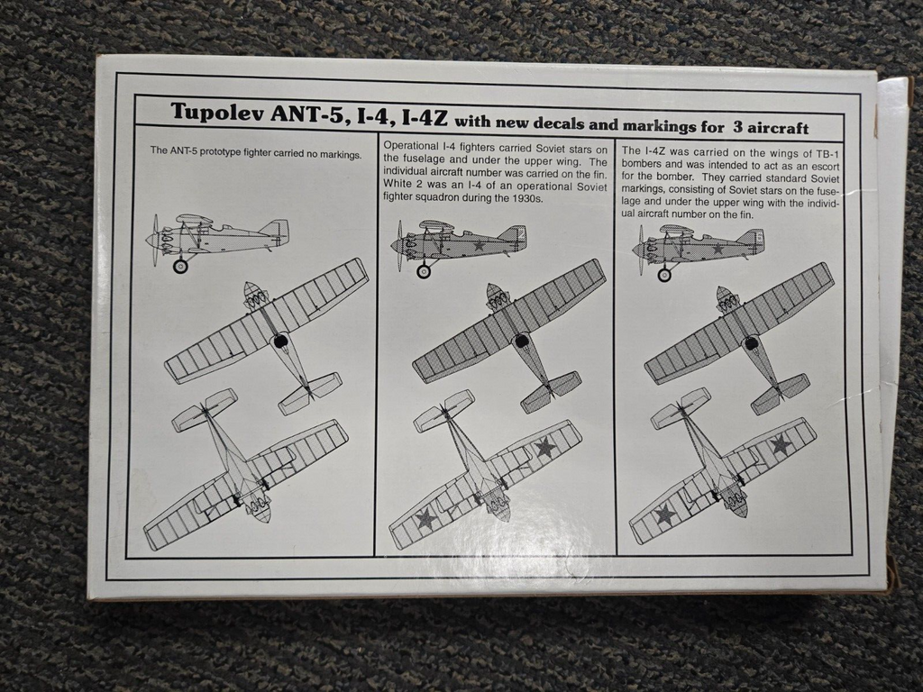 NIB 1:72 Encore kit 1013 Tupolev ANT-5 I-4 I-4Z proto fighter choice 3 finishes