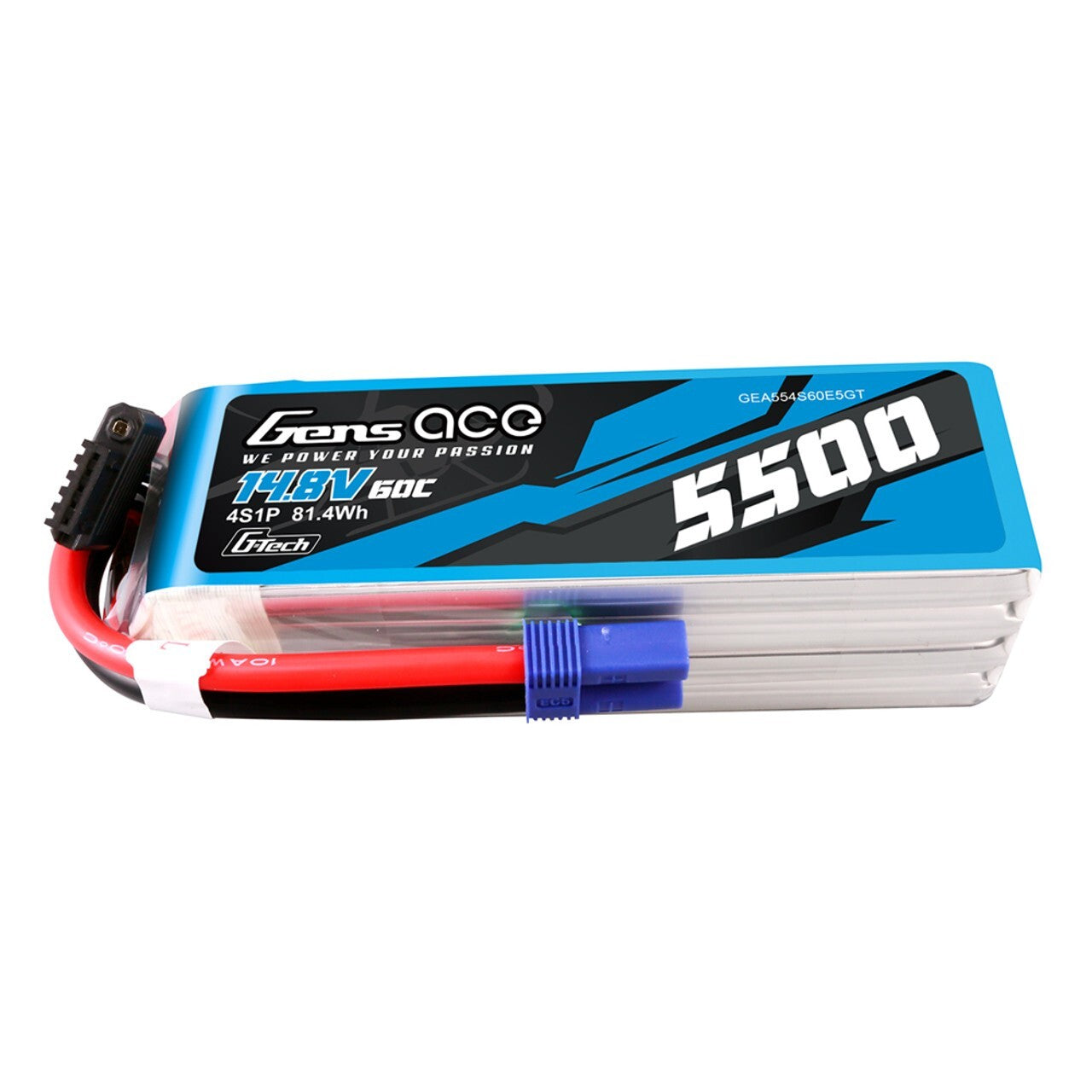 Gens Ace 5500mAh 4S 60 14.8VC G-Tech Lipo Battery Pack With EC5 Plug
