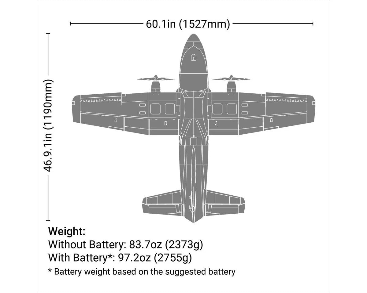 E-flite EFlite EC1500 EC-1500 1.5m BNF Twin Basic Electric Airplane AS3X & SAFE