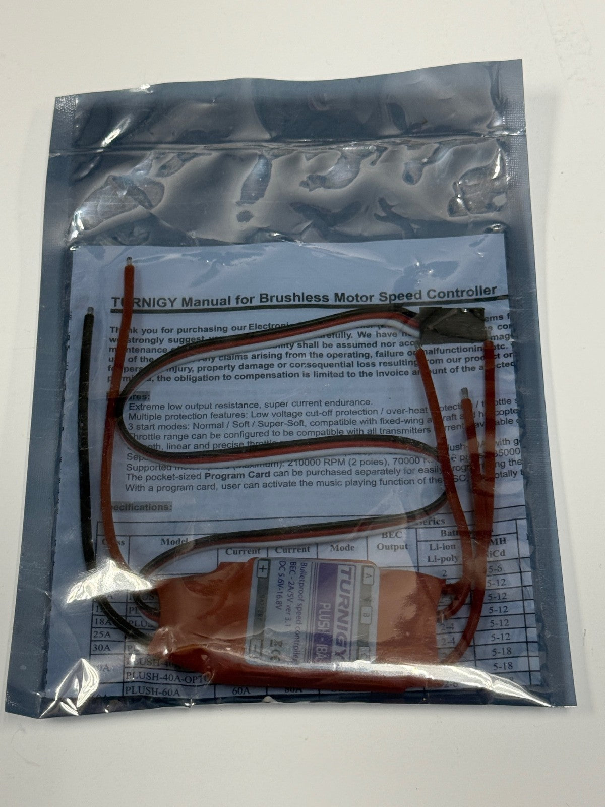 New Turnigy Plush 18 Amp 18A RC Remote Control Airplane ESC Speed Control