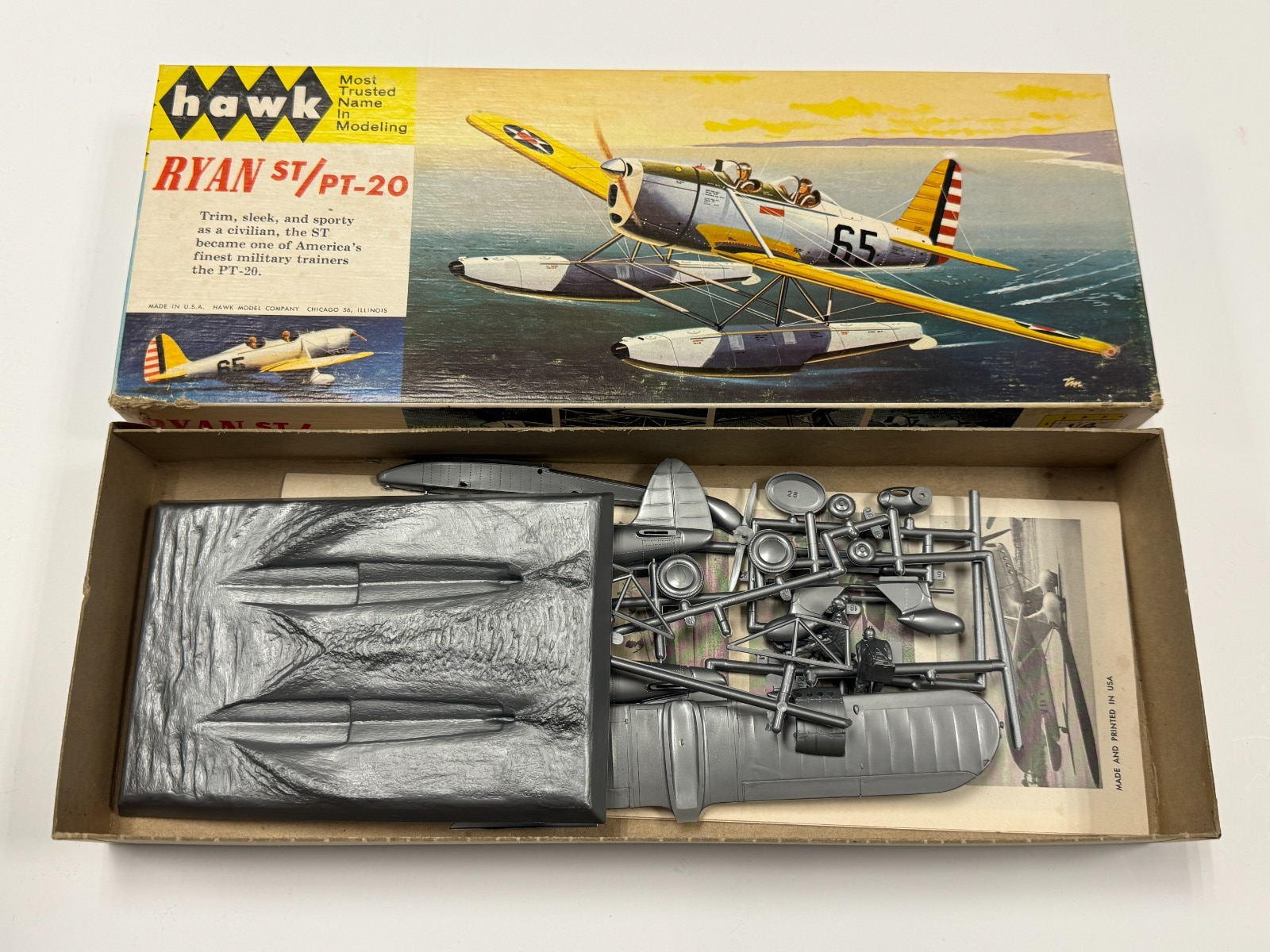 Vintage Hawk 1/4" Scale Ryan ST PT20 PT-20 Plastic Model Airplane Kit 510-100