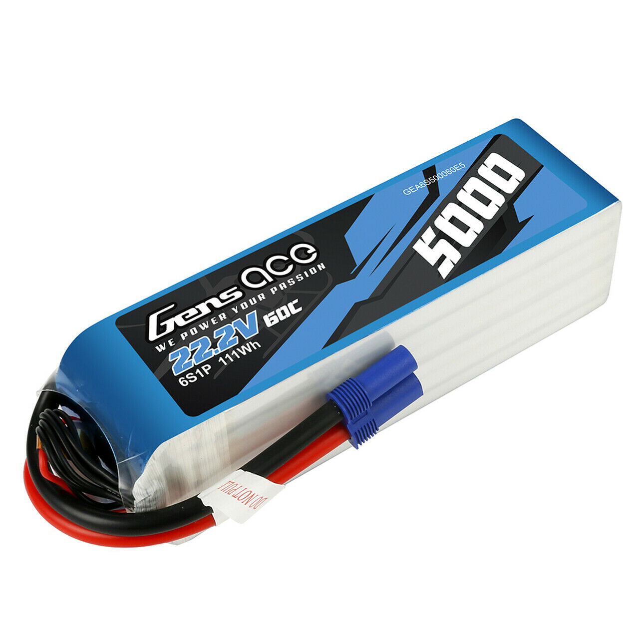 Gens Ace 5000mAh 22.2V 60C 6S Lipo Battery EC5 Plug For 600 700 Helicopter Drone