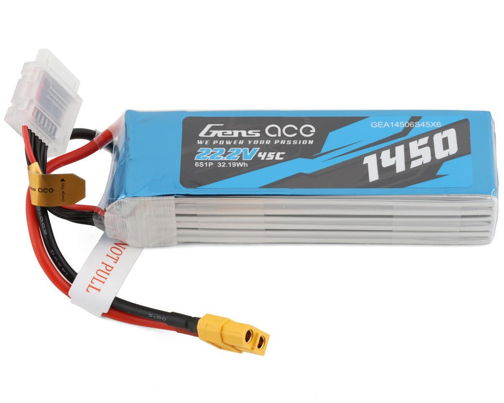 Gens Ace 6S LiPo RC Helicopter Battery 45C 22.2V 1450mAh GEA14506S45X6
