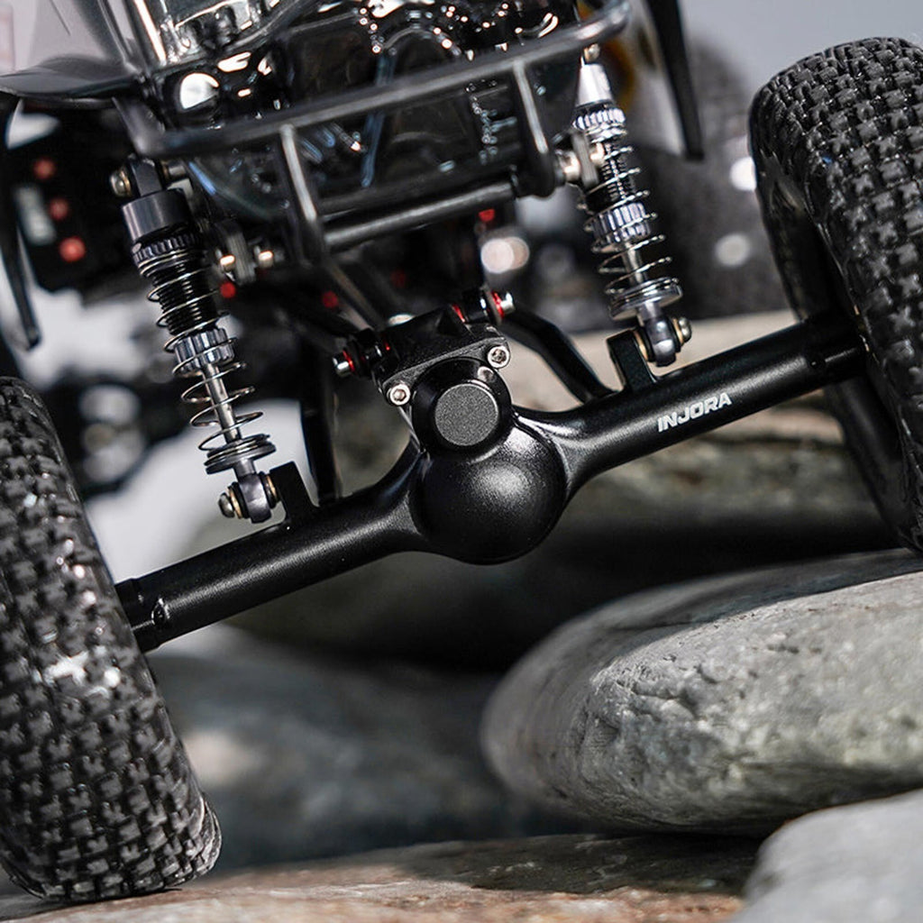 INJORA 4M-104BKFR +5mm Diamond Portal Axles Lay Down Servo TRX-4M Black