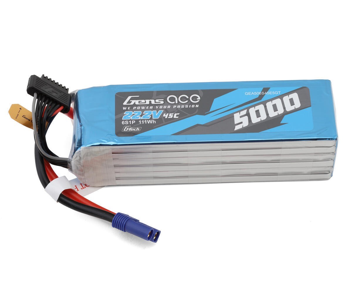 Gens Ace G-Tech Smart 6S LiPo Battery 45C 22.2V 5000mAh w/ EC5 Connector