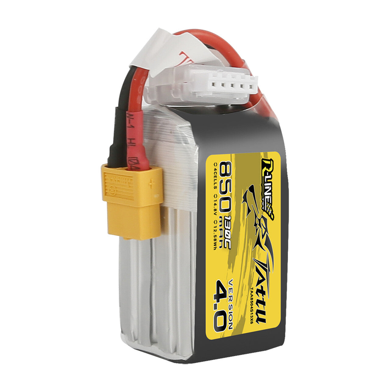 4x Tattu R-Line Version 4.0 850mAh 14.8V 130C 4S Lipo Battery Pack W/ XT60 Plug