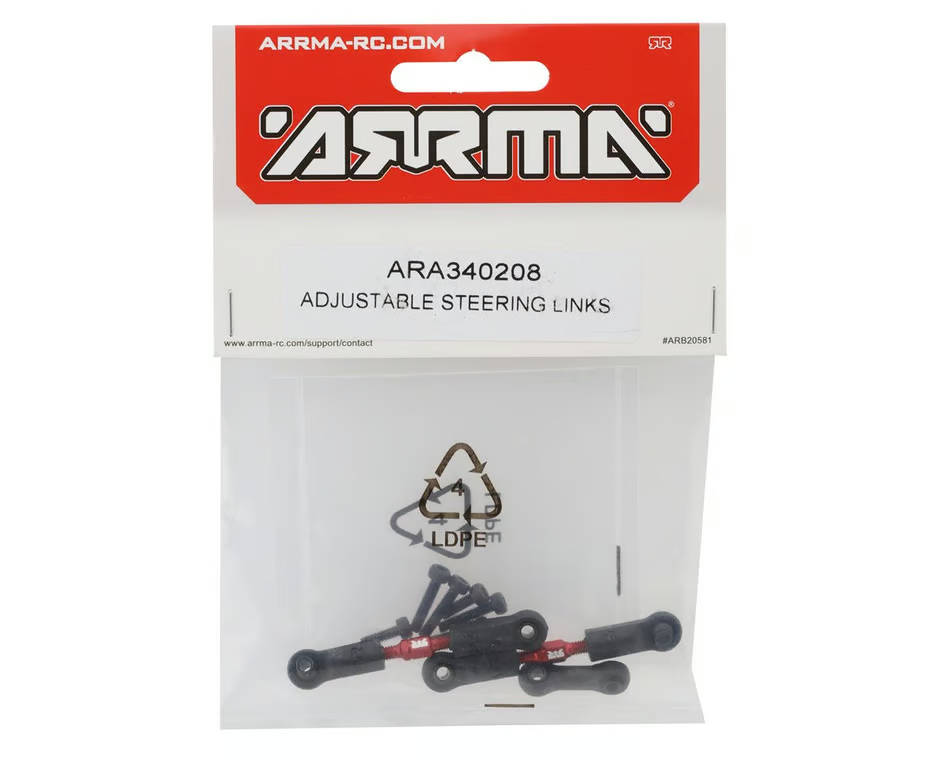Arrma Adjustable Aluminum Steering Links (2) ARA340208 : Granite Typhon Grom