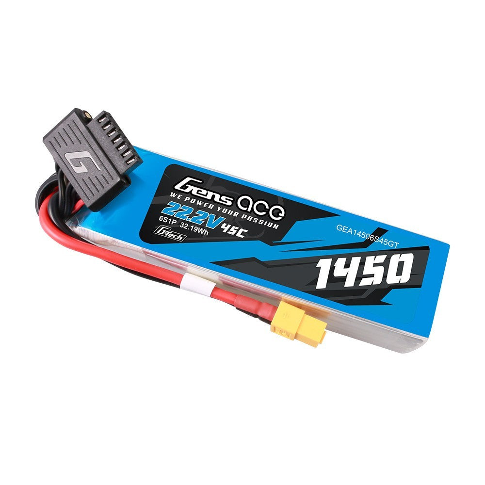 2x Gens Ace 6S LiPo RC Helicopter Battery 45C 22.2V 1450mAh Gtech GEA14506S45GT
