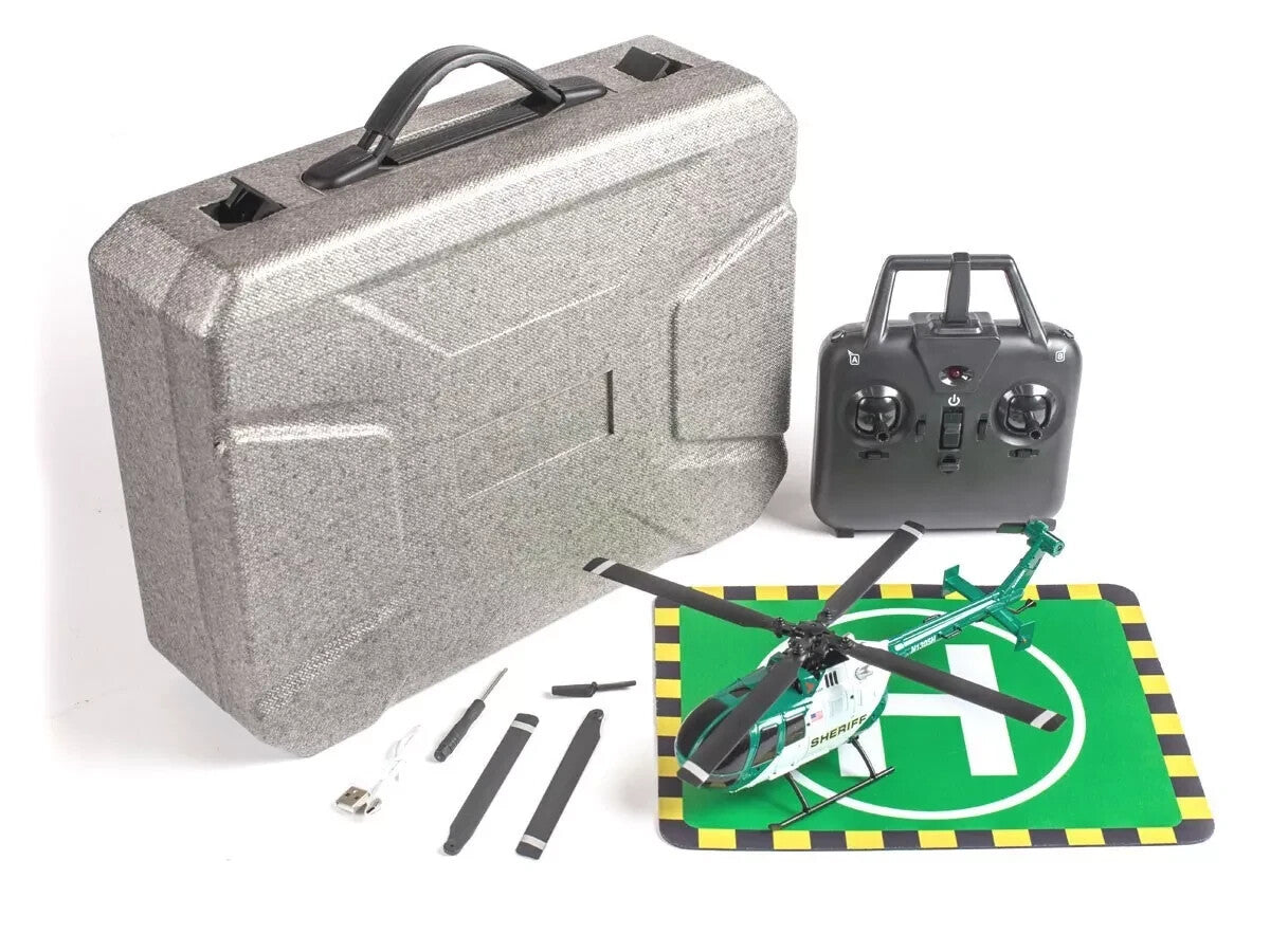 Rage RC Hero-Copter Helicopter RTF 4 Blade Sheriff Stability Ready to Fly + Case