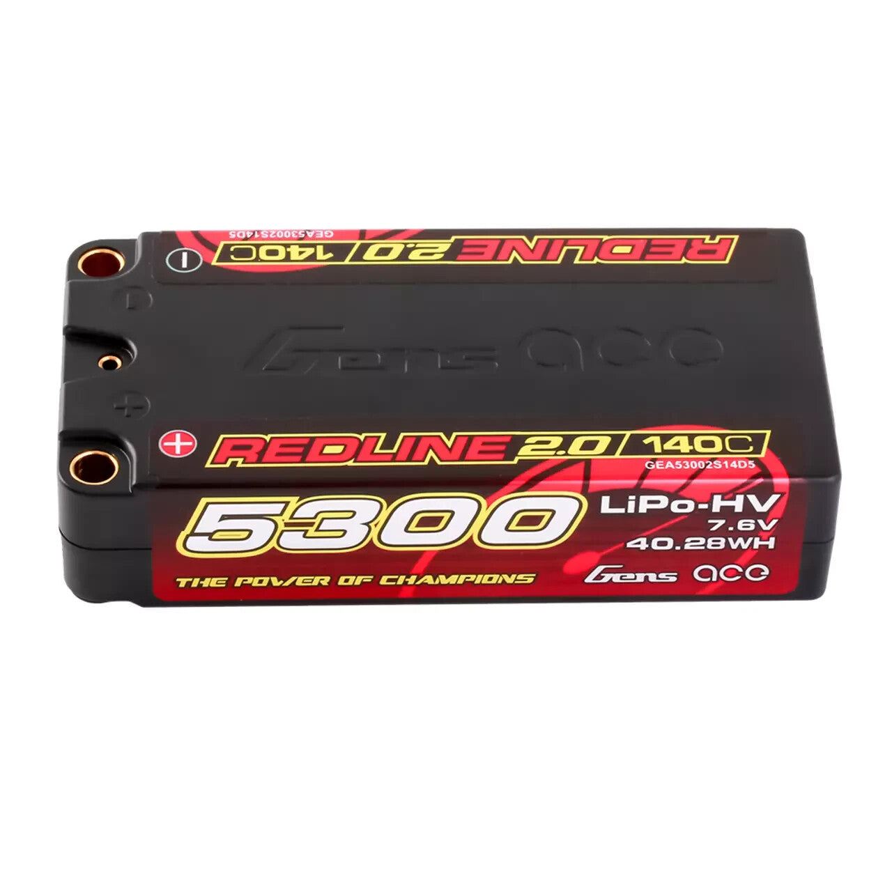 Gens Ace Redline 5300mAh 7.6V 140C 2S Lipo Battery HardCase HV Shorty For RC Car