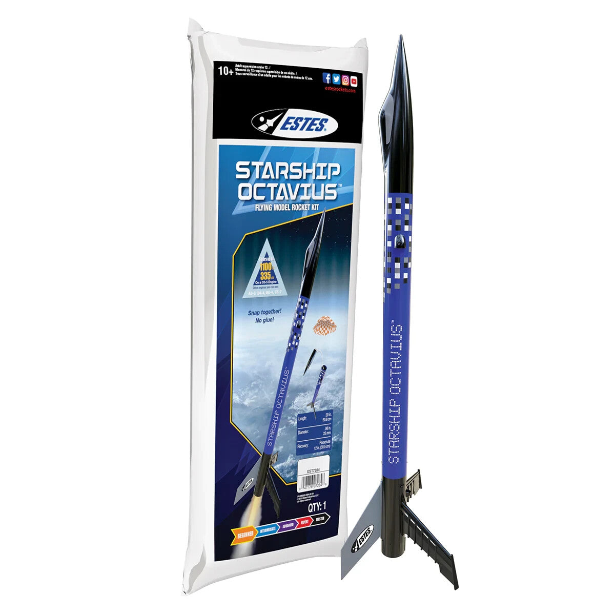 Estes 7284 Starship Octavius Flying Model Rocket Kit Level 1 : Beginner EST7284
