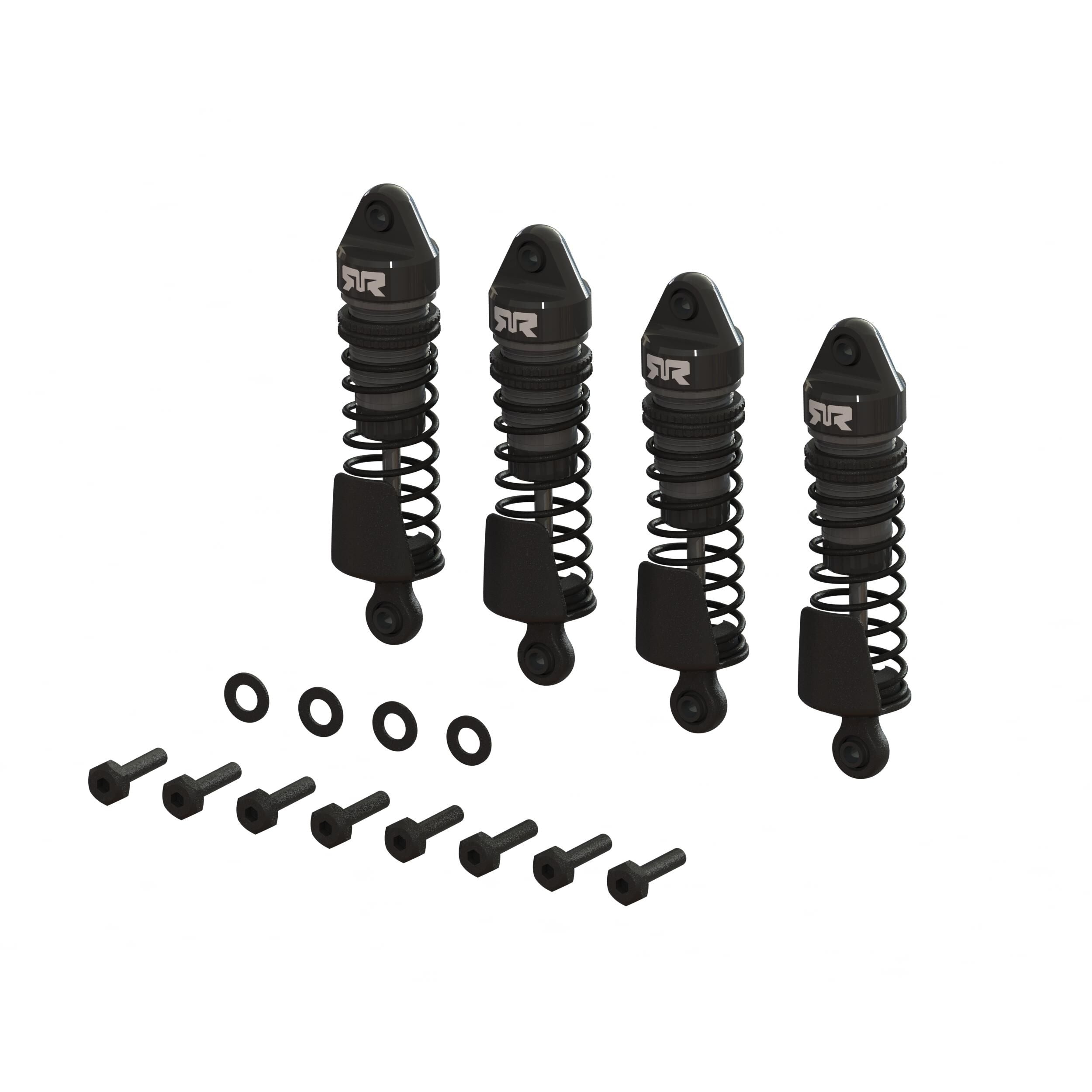 Aluminum Shock Set, 58mm Length, 2000cSt Oil 4 ct, Gunmetal: GROM