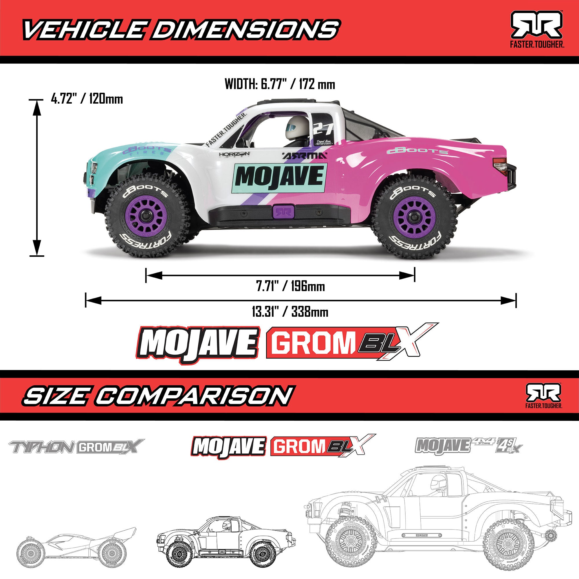 1/16 MOJAVE GROM 223S DSC 4X4 RTR Brushless Desert Truck, White (Battery & Charger Included) (Copy)