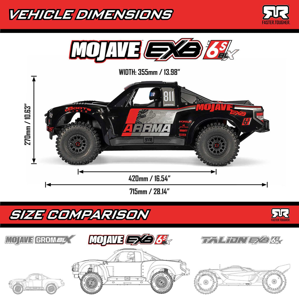 PREORDER NEW 1/7 MOJAVE 6S 4X4 RTR Brushless Desert Truck, ARA7604V3T1, ARA7604V3T2, ARA7704V3T1 Standard and EXB Versions