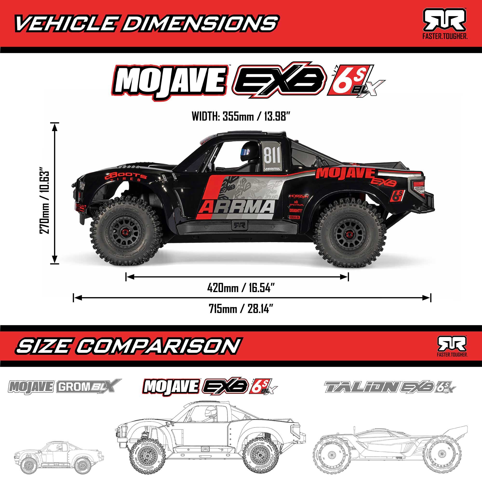 PREORDER NEW 1/7 MOJAVE 6S 4X4 RTR Brushless Desert Truck, ARA7604V3T1, ARA7604V3T2, ARA7704V3T1 Standard and EXB Versions