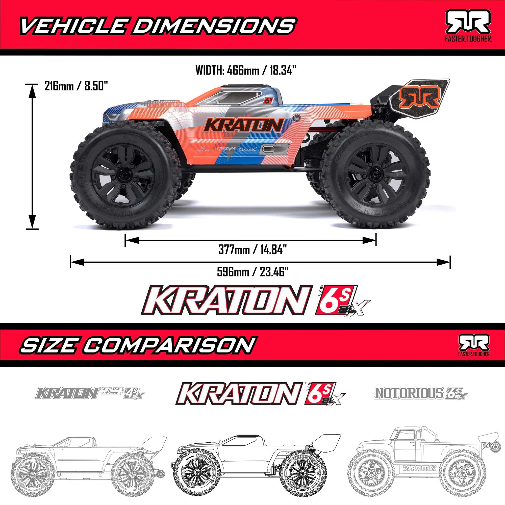 1/8 KRATON 4X4 6S BLX BRUSHLESS V6 SPEED TRUCK RTR