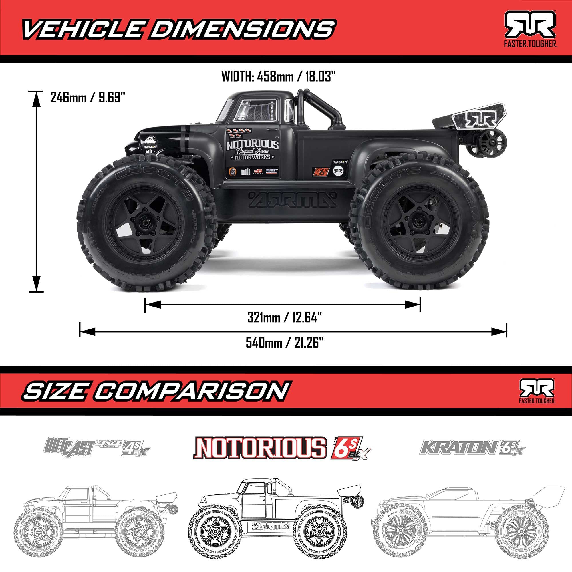 1/8 NOTORIOUS 6S 4X4 RTR Brushless Stunt Truck