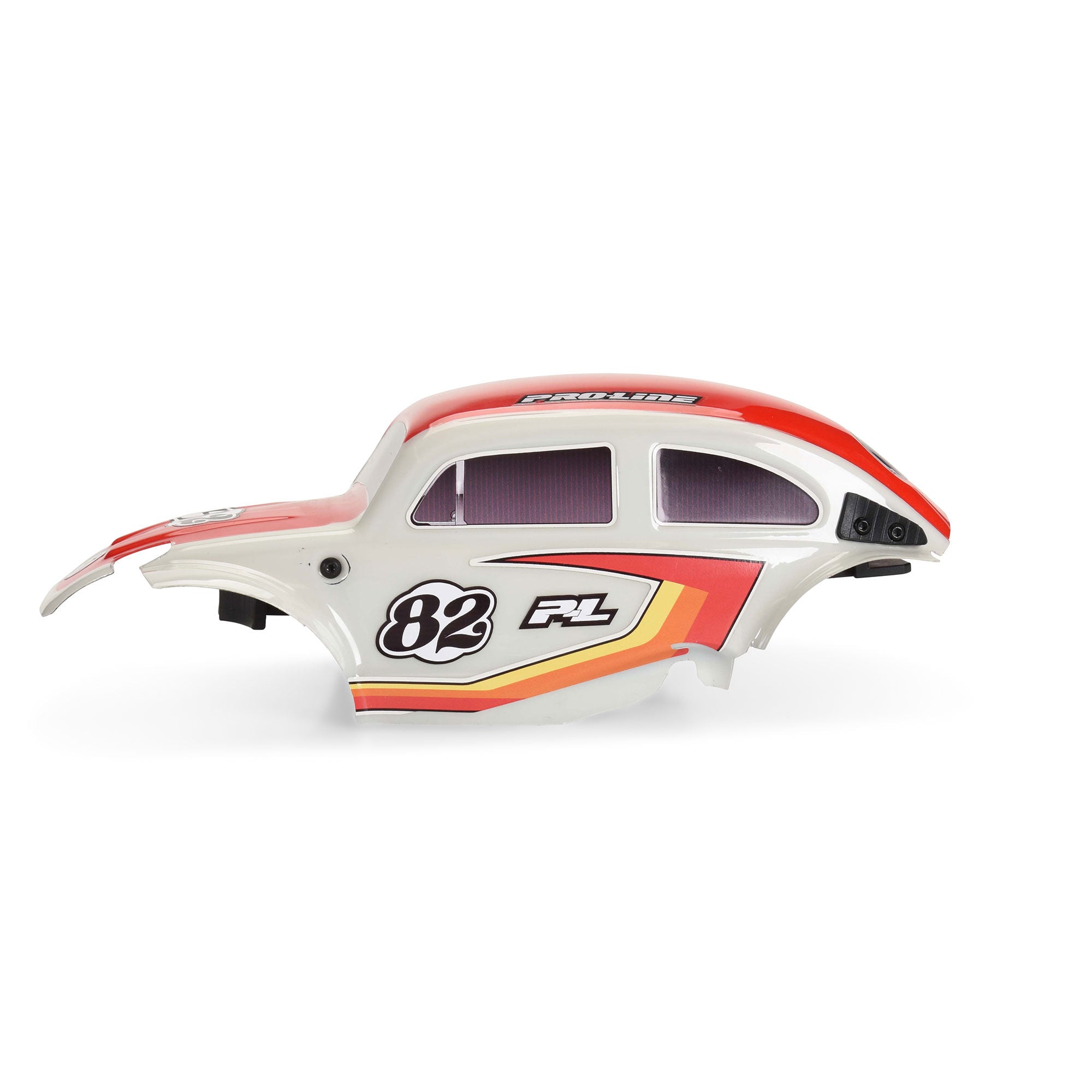 Class 1 VW Bug Red Race Body Conversion Kit and Flat Iron Tires Mounted 12mm Chrome Diablo (4) for Arrma Typhon Grom